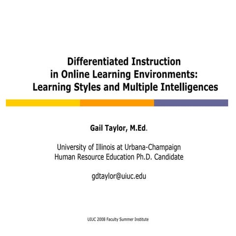 Differentiated Instruction in Online Environments