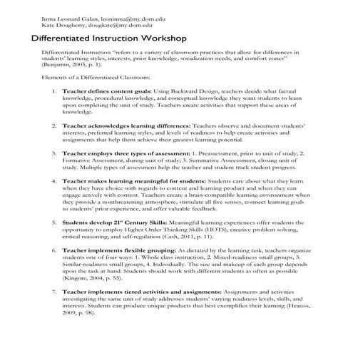 Differentiated instruction workshop