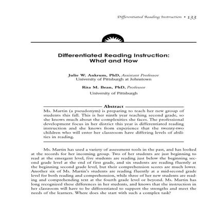 Differentiated Reading Instruction