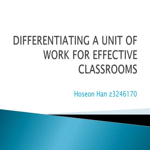 Differentiating a unit of work for effective classrooms