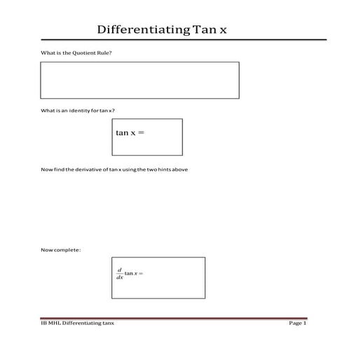 Differentiating tan x