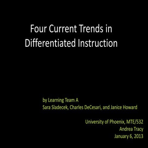 Trends in Differentiation
