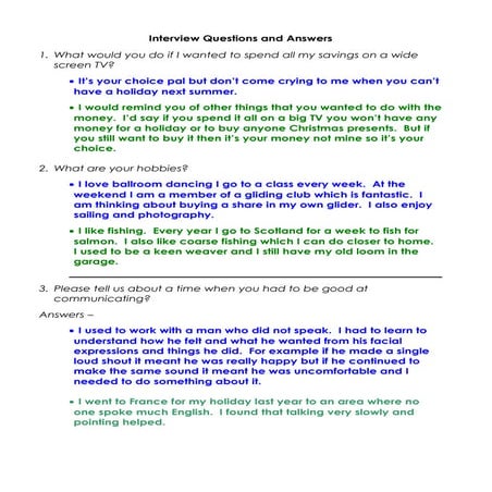 Different interview scripts to be marked using the person specification ...