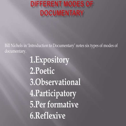 Different modes of documentary