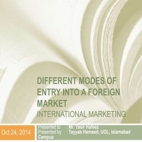 Different modes of entry in foreign market