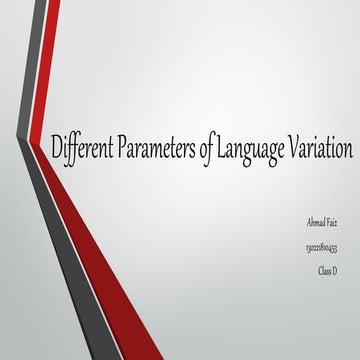 Different Parameters of Language Variation | PPT