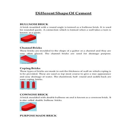 Different shape of bricks