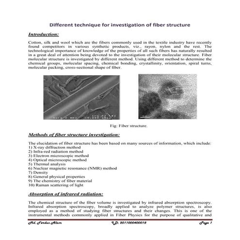 Different technique for investigation of fiber structure..