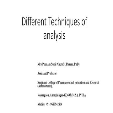 Different techniques of analysis