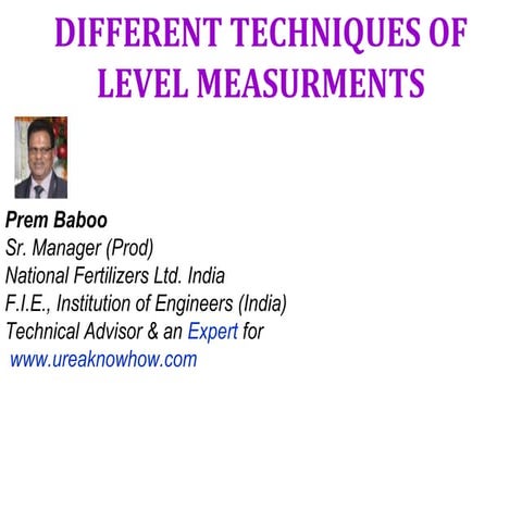 Different techniques of level measurments