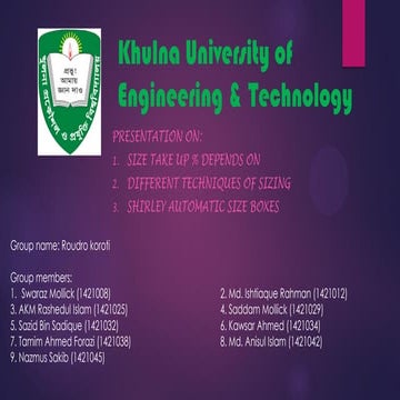 Different techniques of sizing