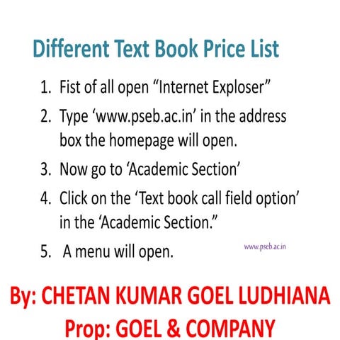 Different text book price list