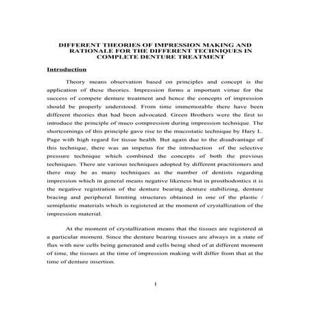 Different theories of impression making in complete denture/certified fixed o...