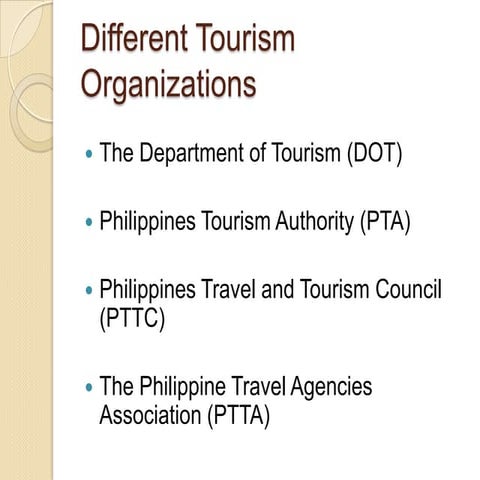 Different tourism organizations