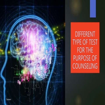 Different Type of Test for The Purpose of Counselling (https://www.youtube.co...