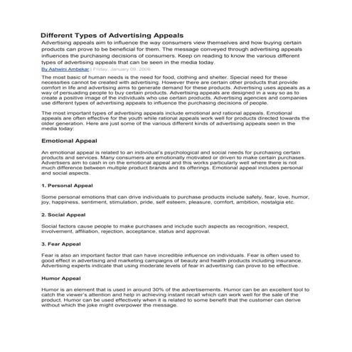 Different types of advertising appeals