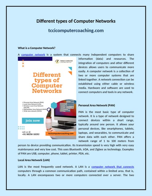 PPT ON COMPUTER NETWORK AND IT'S TYPES. | PPT