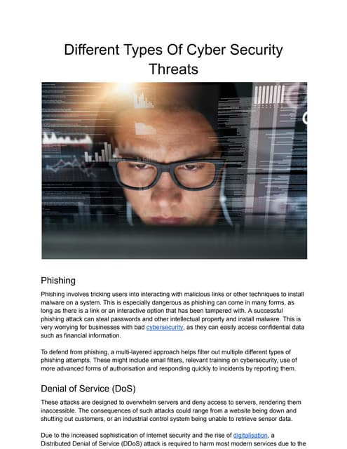 Different Types Of Cyber Security Threats