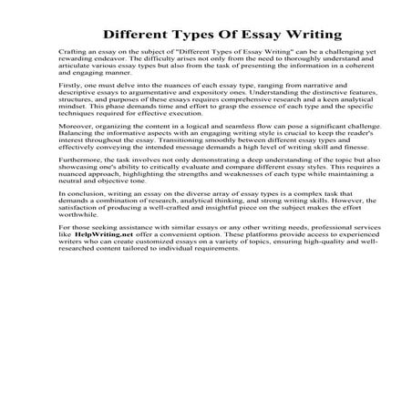 Different Types Of Essay Writing. 4 Outstanding Types of Essay Writing Styles...