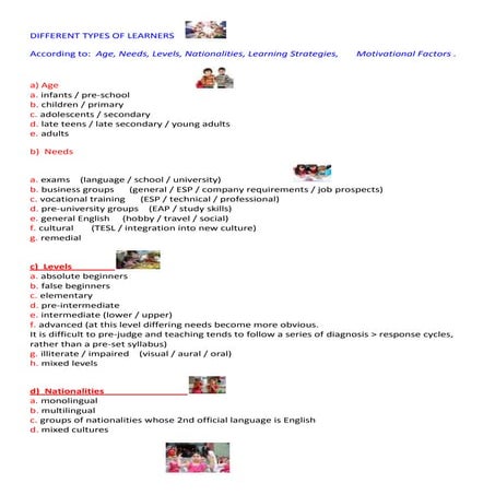 Different types of learners