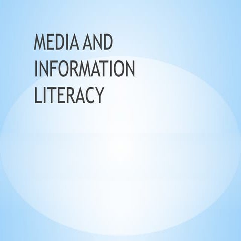 DIFFERENT TYPES OF MEDIA INFORMATIOIN LITERACY