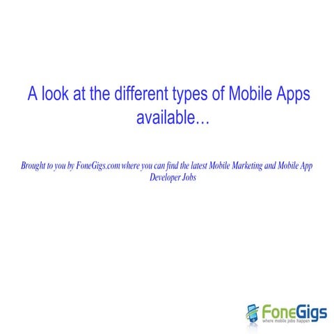 Different types of mobile apps