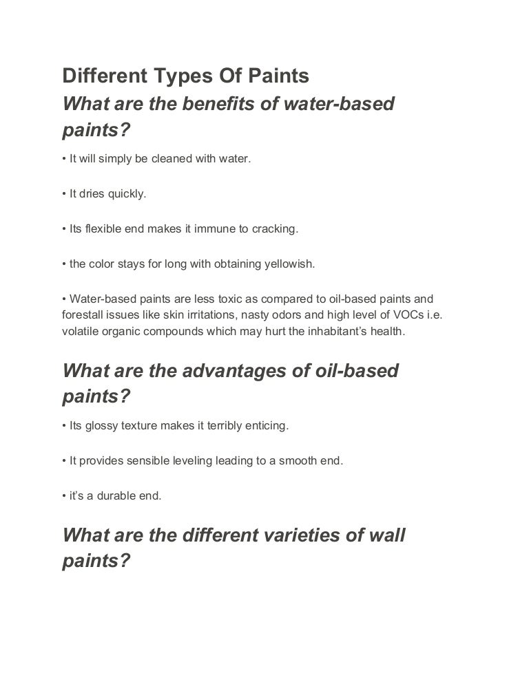Different types of paints