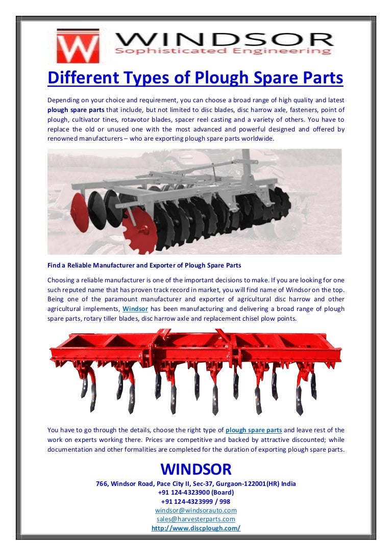 Different types of plough spare parts