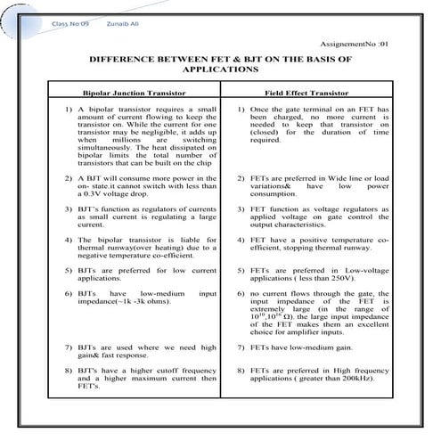 Differnce bw bjt & fet