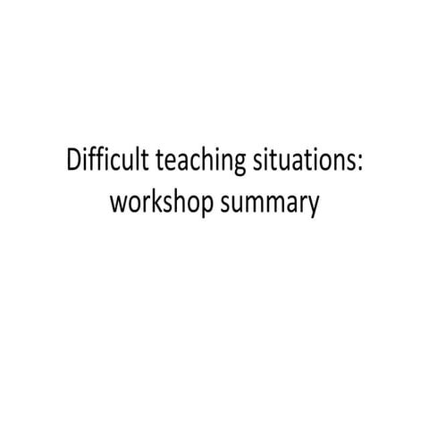Difficult Teaching Situations