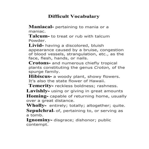 Difficult  Vocabulary