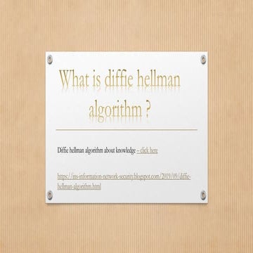 Diffie hellman algorithm | PPT
