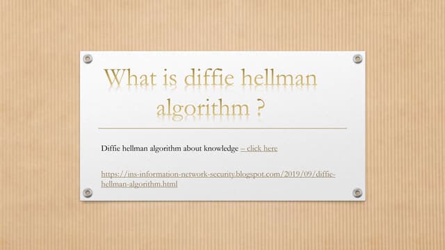 Diffie hellman algorithm | PPT