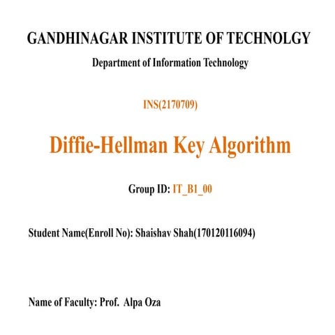 Diffie hellman key algorithm | PPTX