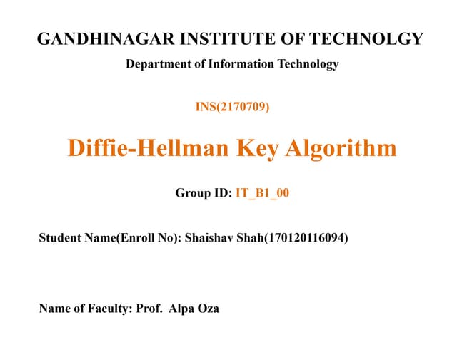 Diffie hellman key algorithm