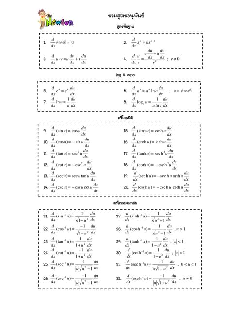 สูตรแคลคูลัส | PDF
