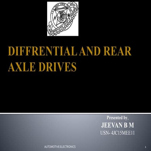 Differential and Rear  Axle Drives, by Jeevan B M