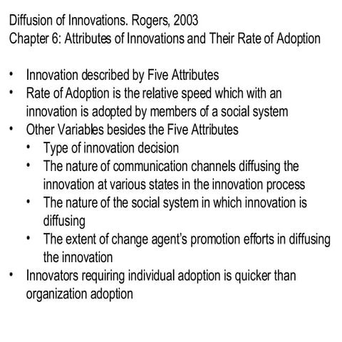 Diffusion of Innovations Chapter 6