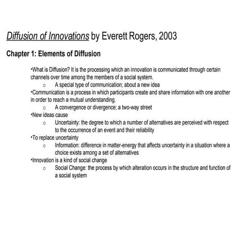 Diffusion of Innovations Chapters 1-2