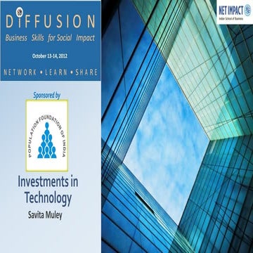 Investment in Technology for non-profit @ Diffusion Pune 2012
