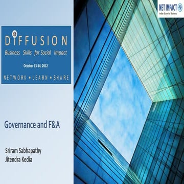 Finance, Accounting and Governance for non-profit @ Diffusion Pune 2012