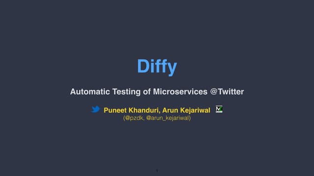 Diffy : Automatic Testing of Microservices @ Twitter