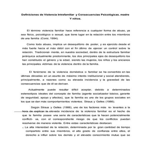 Complilado y Difiniciones violencia intrafamiliar y consecuencias psicológicas madre y niños