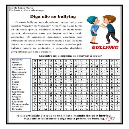 Caça - palavras   - Diga não ao bullying