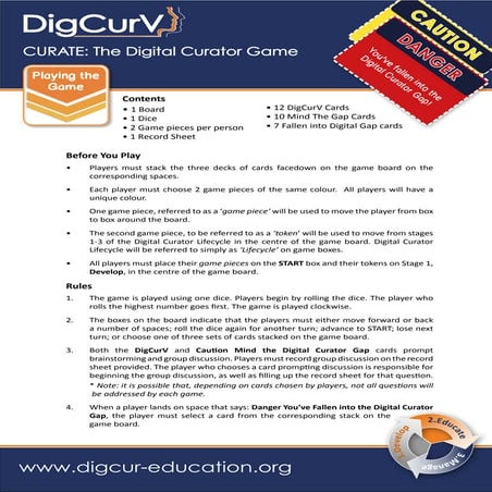 CURATE: game play rules