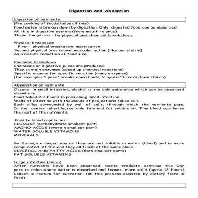 Digestion and absorption