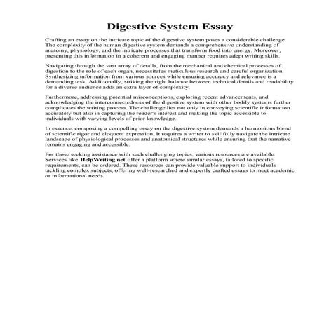Digestive System Essay. Digestive system essay | PDF