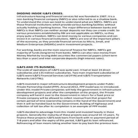 Digging inside IL&FS Crises.