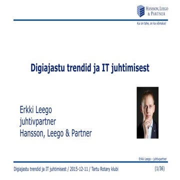 Digiajastu trendid ja IT juhtimisest