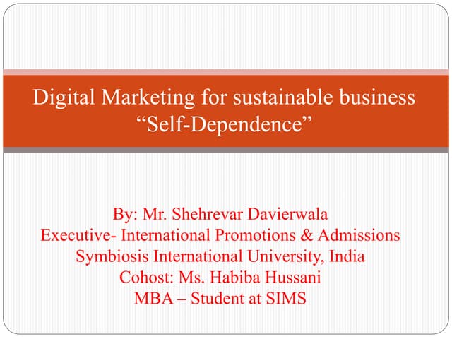 Digital Marketing for Sustainable Business - Afghan Perspective  
